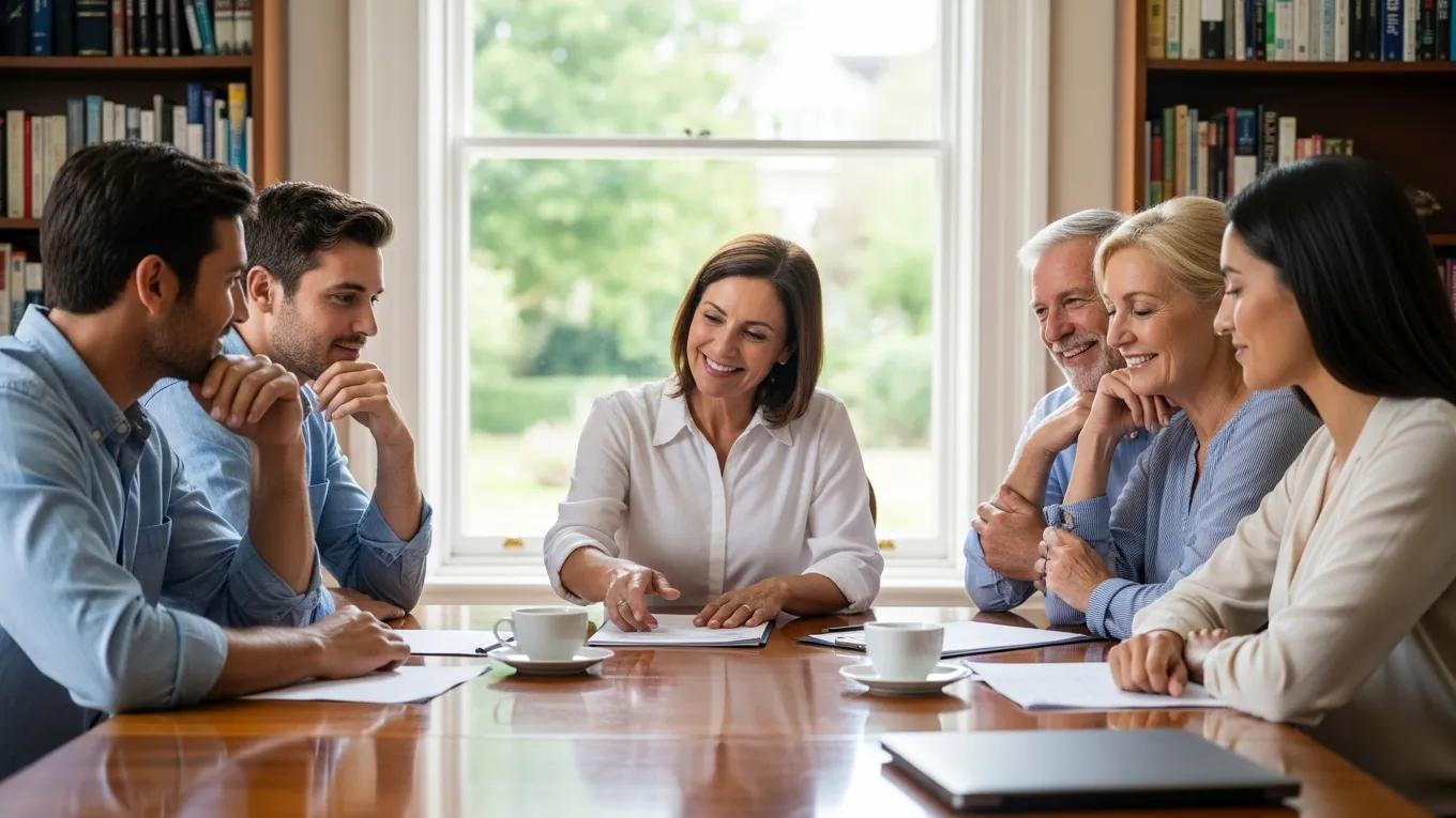 Family discussing estate planning benefits with advisor